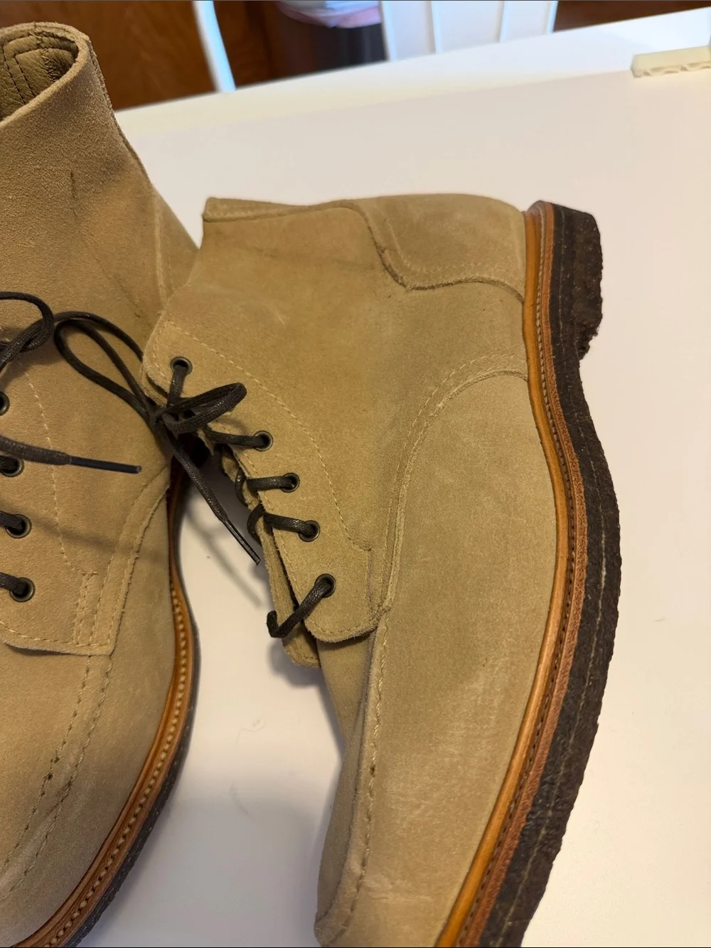 Todd Snyder Men's Tan Suede Lace-Up Moc Toe Boots Sz 12.5. New/Scuffs. Bag8